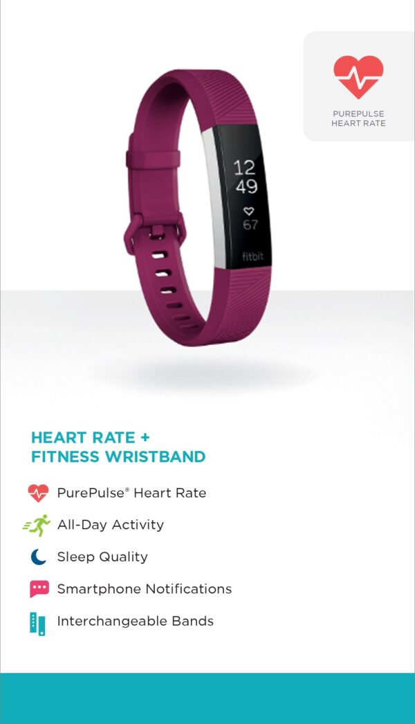 Fitbit Alta HR, Fuchsia, Large (US Version) - Image 3